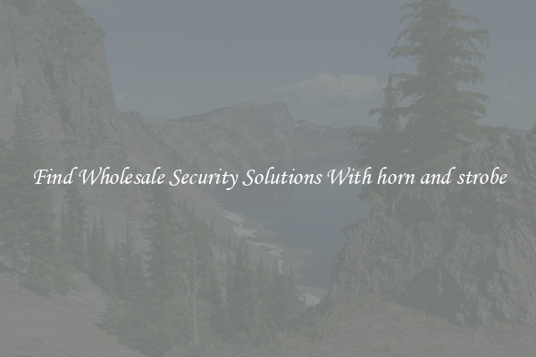 Find Wholesale Security Solutions With horn and strobe