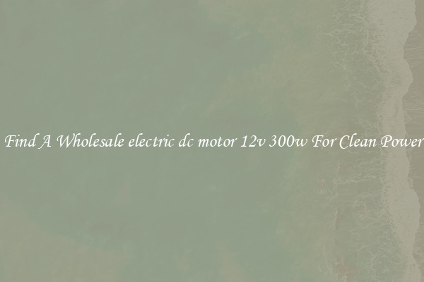 Find A Wholesale electric dc motor 12v 300w For Clean Power