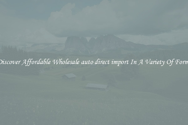 Discover Affordable Wholesale auto direct import In A Variety Of Forms