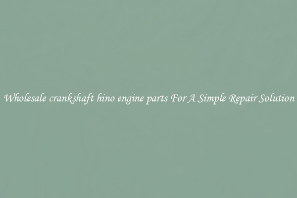 Wholesale crankshaft hino engine parts For A Simple Repair Solution