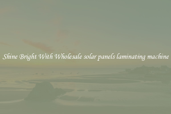 Shine Bright With Wholesale solar panels laminating machine