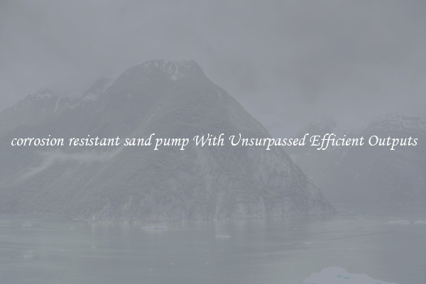 corrosion resistant sand pump With Unsurpassed Efficient Outputs